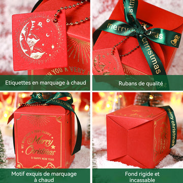 Emballage de noël 3 styles 9 pièces au total coffret cadeau apple box série noël livré avec des rubans et des étiquettes exquises